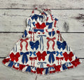 Red,white,blue bow girls athletic dress