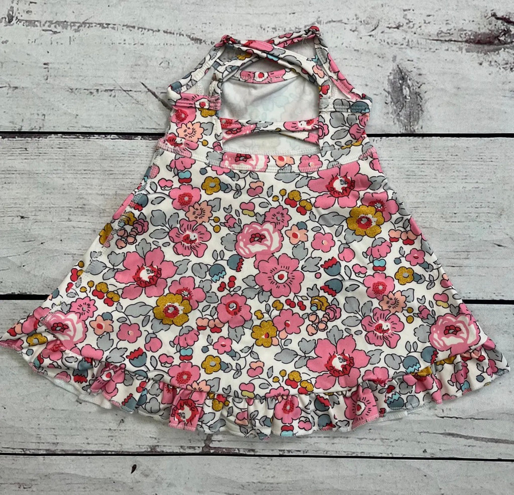 Floral ruffle girls athletic dress
