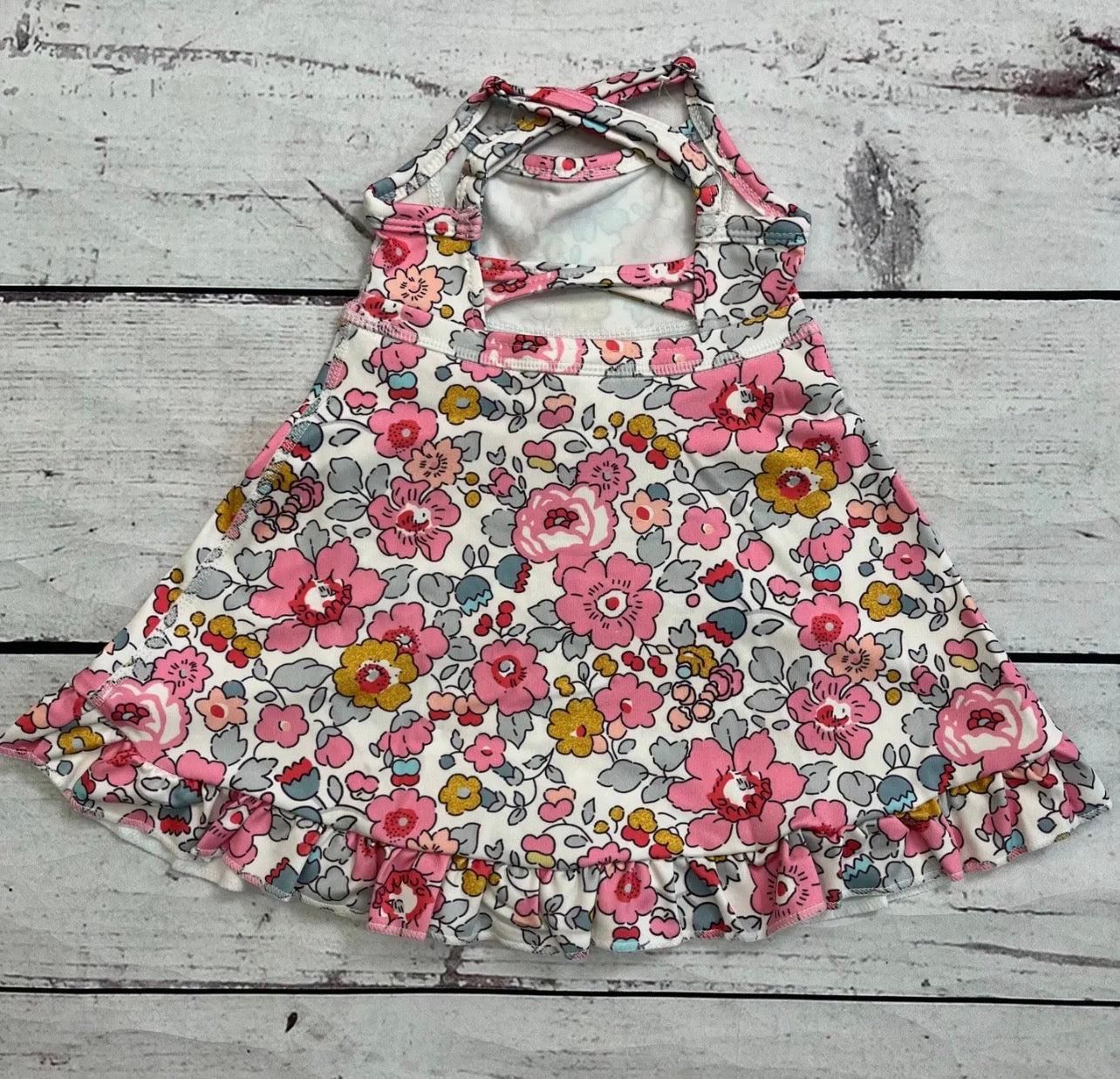 Floral ruffle girls athletic dress