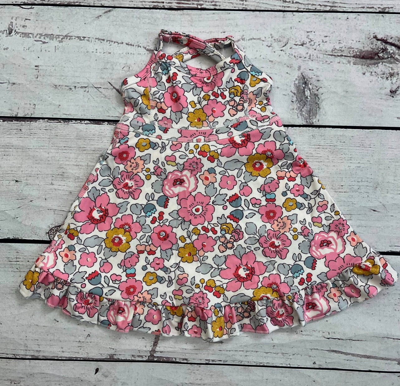 Floral ruffle girls athletic dress