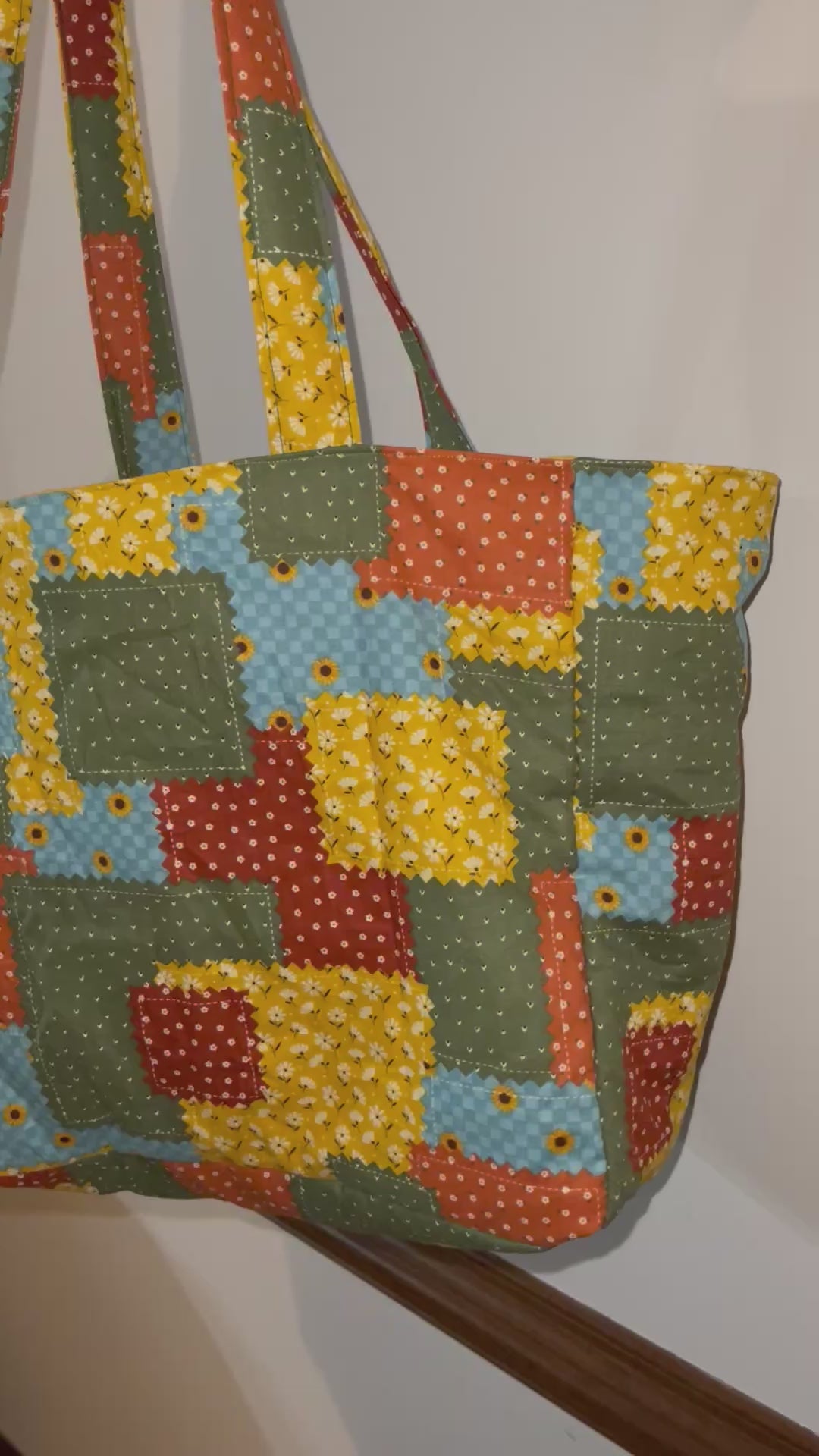 Patch work big tote bag